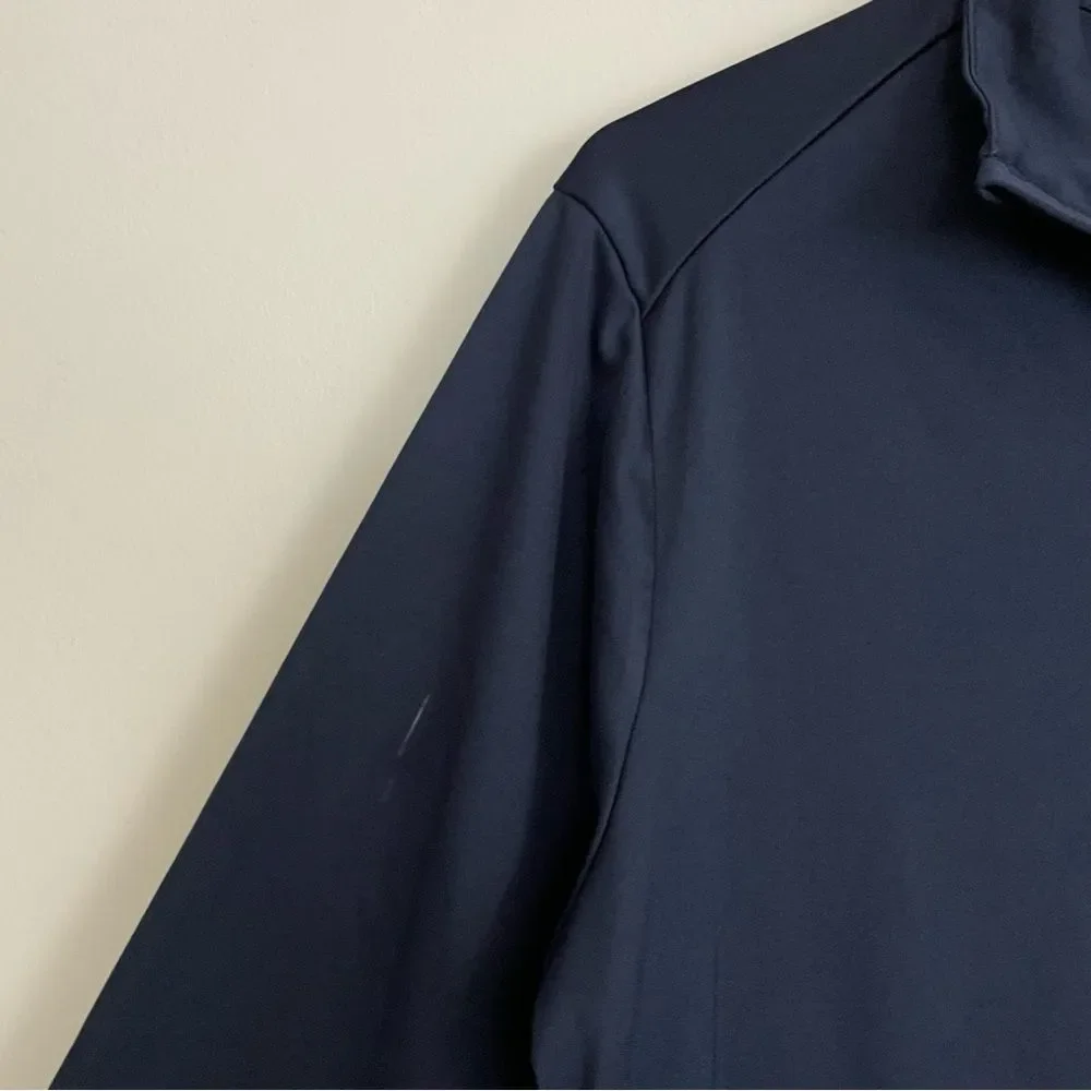 Men’s Braves Navy Quarter-Zip Pullover with Logo Long Sleeve Tee